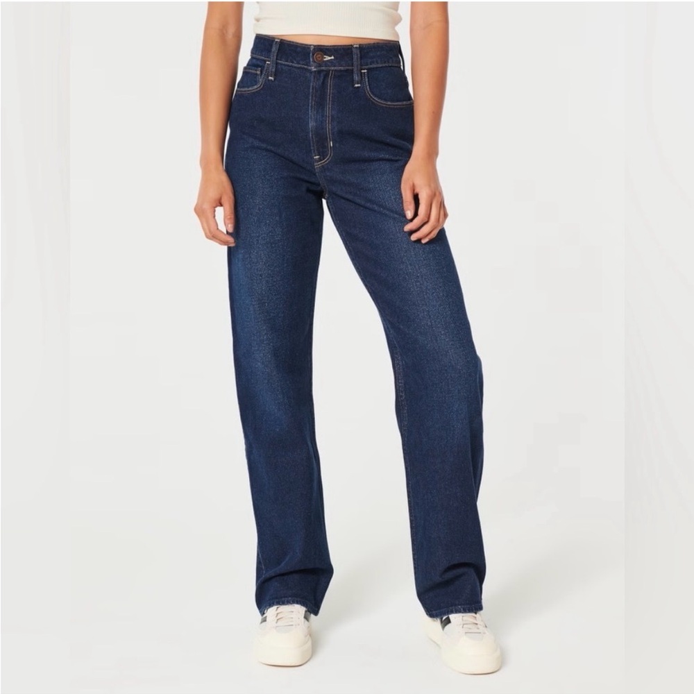 Hollister Dark Blue 33L/Size 16. Straight Leg Women's Jeans